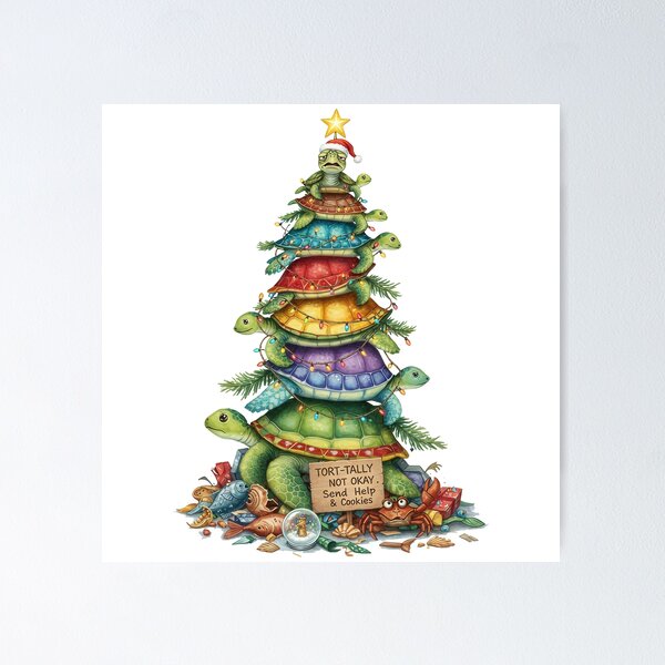 Item preview, TORT-TALLY NOT OKAY: Stressed Sea Turtle Christmas Tree designed and sold by zoughlal.