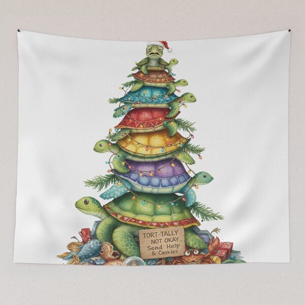 Item preview, TORT-TALLY NOT OKAY: Stressed Sea Turtle Christmas Tree designed and sold by zoughlal.