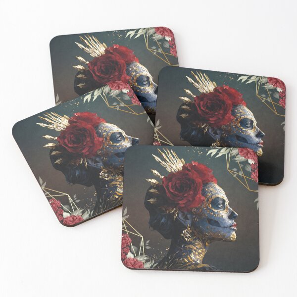 Item preview, Low-Poly Calavera Portrait with Roses designed and sold by Artenreich.