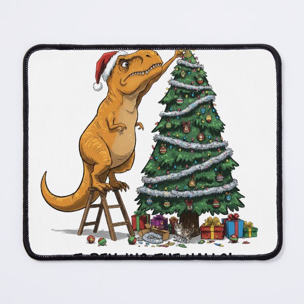 Item preview, T-REX-ING THE HALLS: Dinosaur Struggling to Decorate designed and sold by zoughlal.