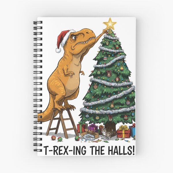Item preview, T-REX-ING THE HALLS: Dinosaur Struggling to Decorate designed and sold by zoughlal.