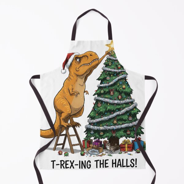 Item preview, T-REX-ING THE HALLS: Dinosaur Struggling to Decorate designed and sold by zoughlal.
