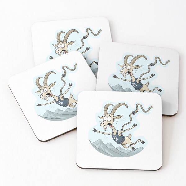 Item preview, Fearful Bungee Jumping Capricorn Funny Illustration designed and sold by D - Magic.