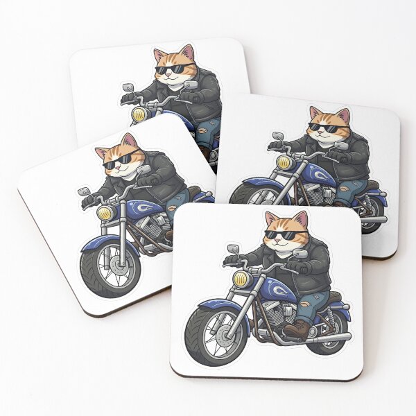 Item preview, Cool Cat Biker in Sunglasses on Cruiser Motorcycle designed and sold by XM STOREZ .