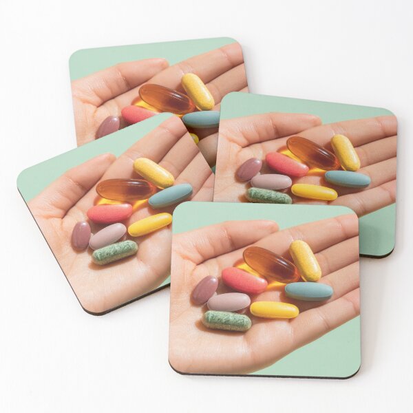 Item preview, Colorful vitamins held in a hand designed and sold by anytka.