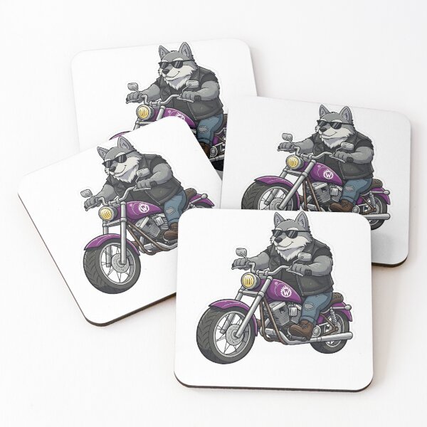 Artikelvorschau, Cooler Biker-Wolf-Aufkleber auf Motorrad | Lila Chopper & Lederjacke entworfen und verkauft von XM STOREZ .
