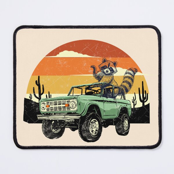 Item preview, Retro Raccoon Desert Ride – Vintage Bronco Sunset Illustration designed and sold by Fig Tree Lane - Art &Tees.