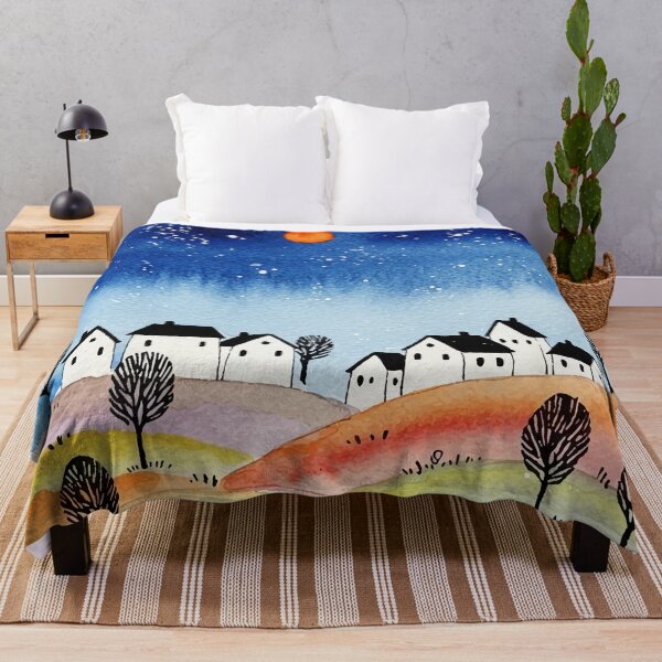 Item preview, Peaceful nighttime village designed and sold by Design4uStudio.