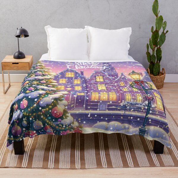 Item preview, Magical Amsterdam in the Snow – Dutch Christmas City Scene with Canals and Tree Lights designed and sold by Sugar Wisdom .