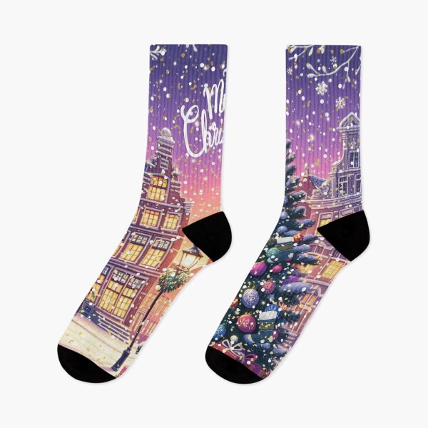 Item preview, Magical Amsterdam in the Snow – Dutch Christmas City Scene with Canals and Tree Lights designed and sold by Sugar Wisdom .