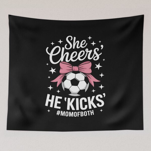 Item preview, She Cheers He Kicks Mom Of Both Cheer And Soccer Mom 3 designed and sold by lilLilaBatArt.