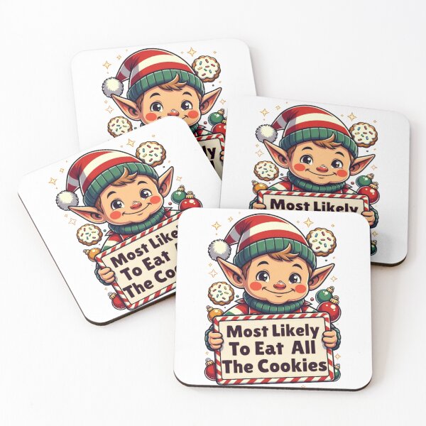 Item preview, Most Likely To Eat All The Cookies Funny Elf - Humorous Christmas Pun Art 2025 designed and sold by GeniePixel.