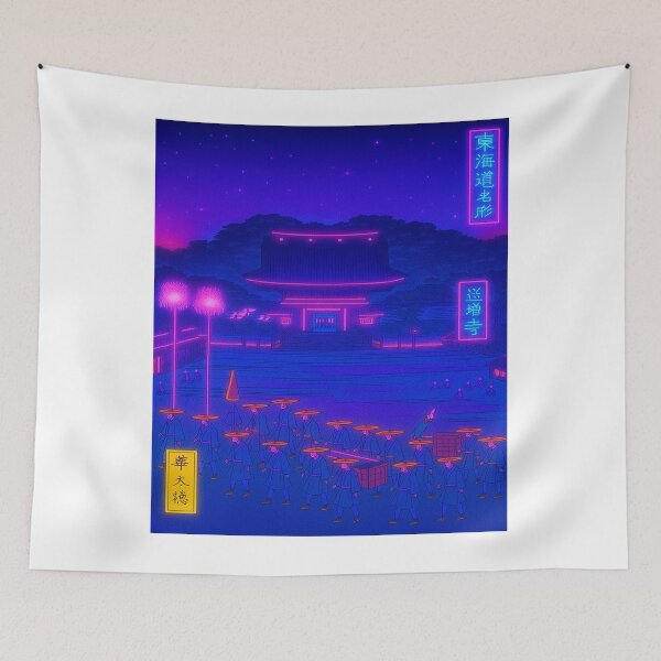 Item preview, Neon Ukiyo-e Procession: Zojo-ji Temple Nightscape designed and sold by Neo-Ukiyo-Wave.