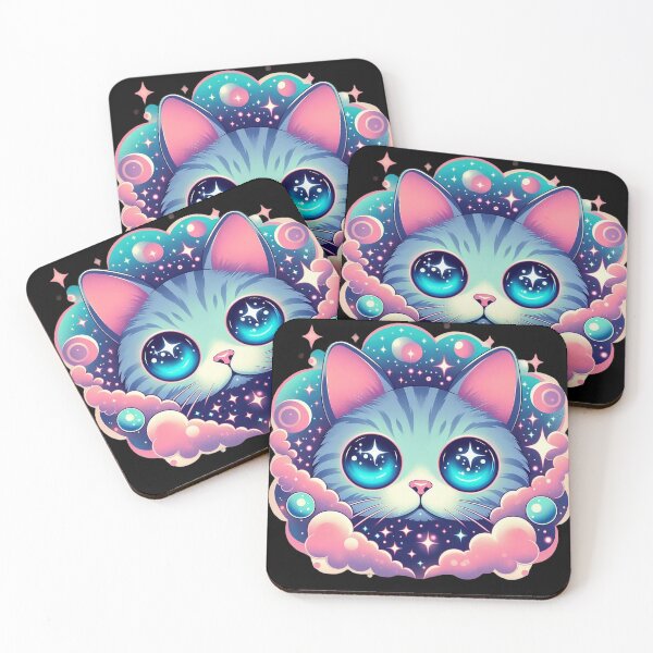 Item preview, Star-Eyed Cat Sticker – Cosmic Feline with Galaxy Gaze designed and sold by Meta Mirage .