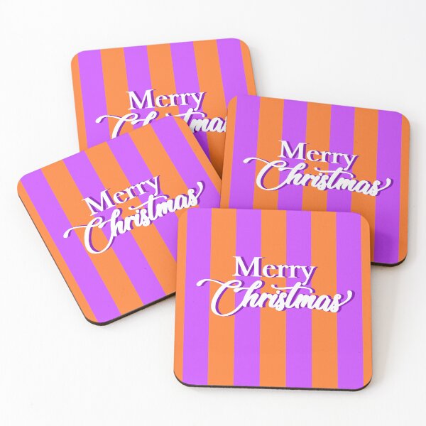 Item preview, Merry Christmas Typography, Purple and Orange Stripes designed and sold by OneThreeSix.