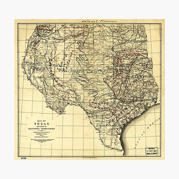 Item preview, Natural Provinces, Map of Texas (1899) designed and sold by allhistory.