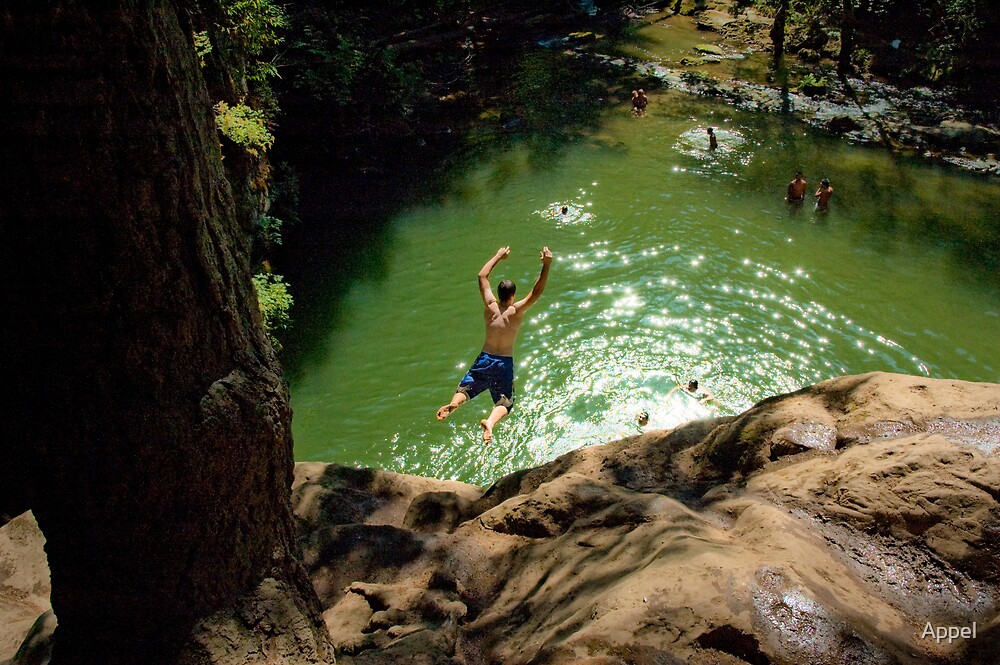 "Cliff Jumping" by Appel Redbubble