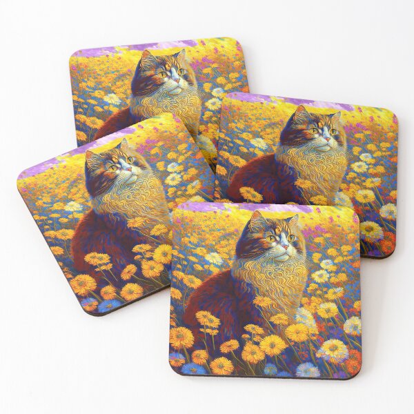 Item preview, Gilded Whiskers: Klimt-Style Cat in Floral Splendor designed and sold by LanaGustavsson.