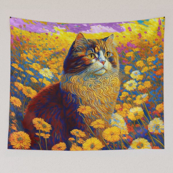 Item preview, Gilded Whiskers: Klimt-Style Cat in Floral Splendor designed and sold by LanaGustavsson.