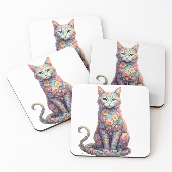 Item preview, Floral Cat Art – Elegant Cat Made of Flowers | Botanical Animal Illustration designed and sold by RBToper.