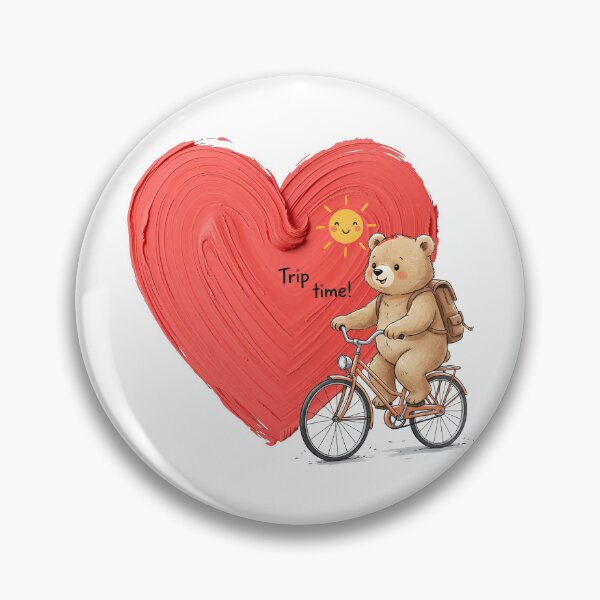 Item preview, Trip Time! Adorable Adventure Bear Cycling Towards a Painted Heart designed and sold by MCT-GALLERY.