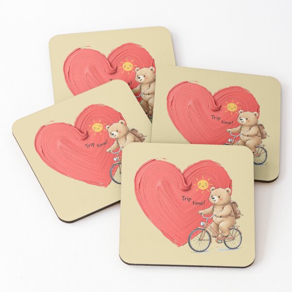 Item preview, Trip Time! Adorable Adventure Bear Cycling Towards a Painted Heart designed and sold by MCT-GALLERY.