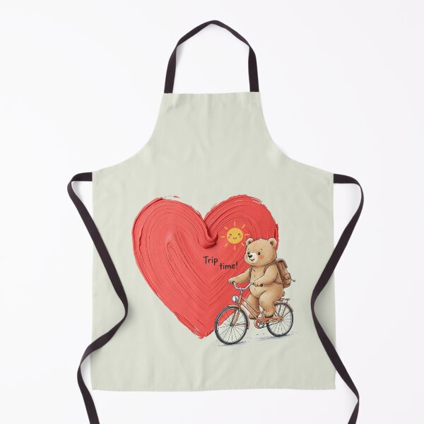 Item preview, Trip Time! Adorable Adventure Bear Cycling Towards a Painted Heart designed and sold by MCT-GALLERY.