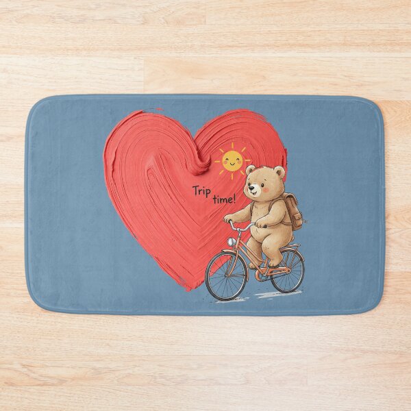 Item preview, Trip Time! Adorable Adventure Bear Cycling Towards a Painted Heart designed and sold by MCT-GALLERY.