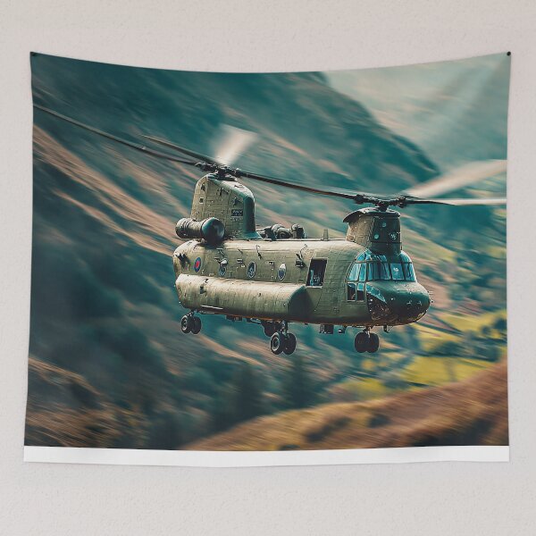 Item preview, Boeing Chinook Passing Over the Countryside Below at Dawn designed and sold by Skyframe Aviation.