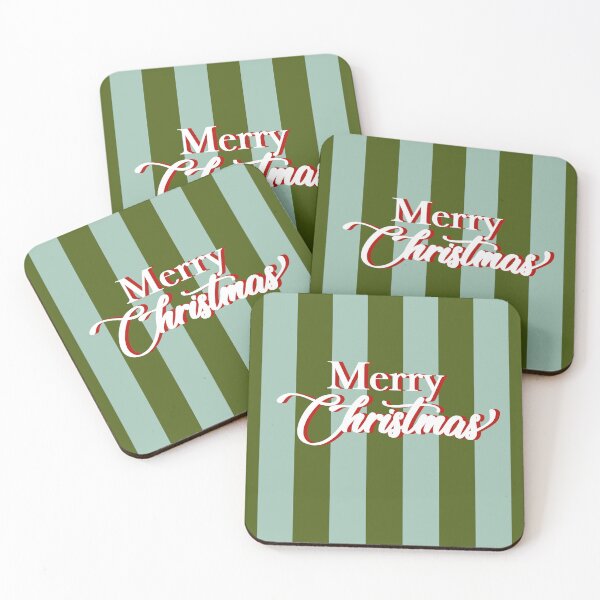 Item preview, Merry Christmas Typography and Green Stripes designed and sold by OneThreeSix.