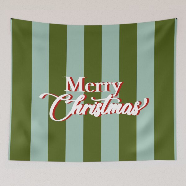 Item preview, Merry Christmas Typography and Green Stripes designed and sold by OneThreeSix.