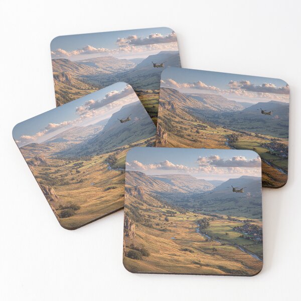 Item preview, Heavy Lift Chinook Gliding Over the British Hills in Calm Weather designed and sold by Skyframe Aviation.