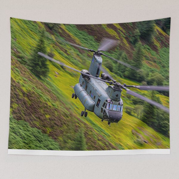 Item preview, Royal Air Force Chinook Gliding Over the English Horizon Above Rolling Hills designed and sold by Skyframe Aviation.