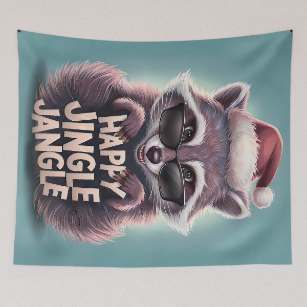 Item preview, Happy Jingle Jangle Sly Raccoon Christmas designed and sold by SolaoLab.