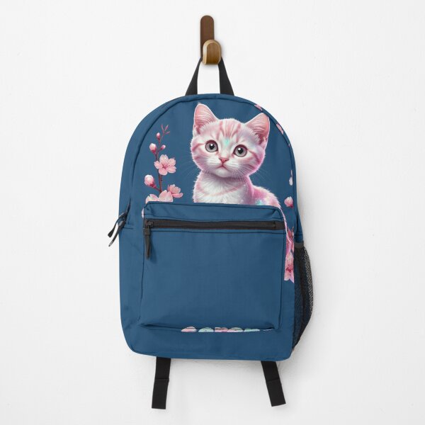 Item preview, Serene Sparkle Kitten: Kawaii Pastel Pink Cat with Cherry Blossoms designed and sold by MCT-GALLERY.