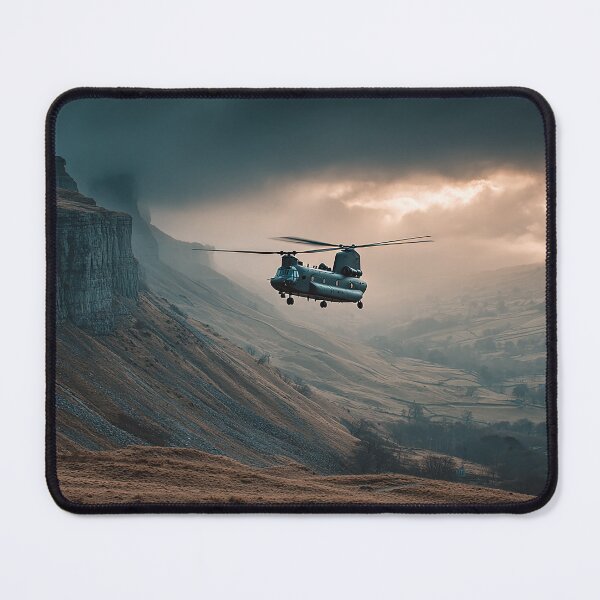 Item preview, Twin Rotor Chinook Over Farmland Below with Blades Turning designed and sold by Skyframe Aviation.