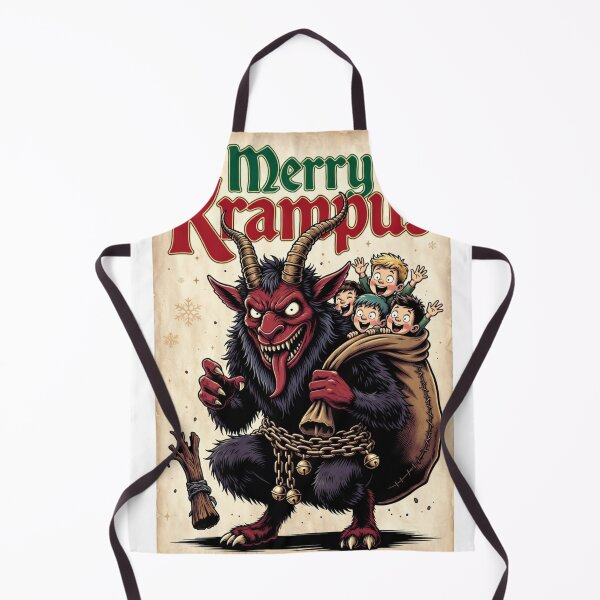Item preview, Merry Krampus Vintage Illustration - Funny Dark Christmas Horror Sticker designed and sold by GeniePixel.
