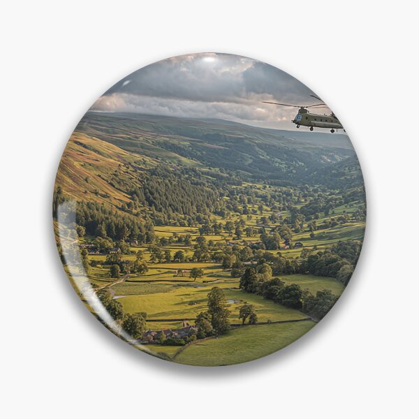 Item preview, Military Chinook Gliding Over Green Valleys on Patrol designed and sold by Skyframe Aviation.