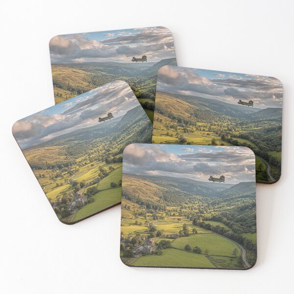 Item preview, Military Chinook Gliding Over Green Valleys on Patrol designed and sold by Skyframe Aviation.