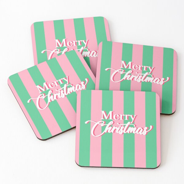 Item preview, Merry Christmas Typography and Green and Pink Stripes designed and sold by OneThreeSix.