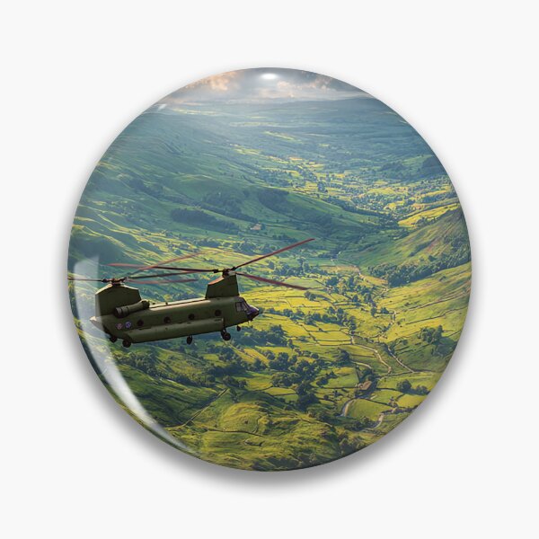 Item preview, Boeing Chinook Cruising Over the Rural Landscape in Golden Light designed and sold by Skyframe Aviation.