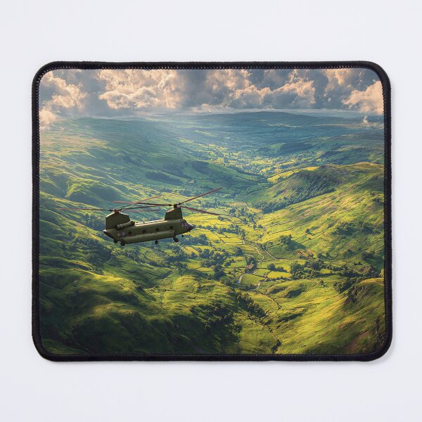 Item preview, Boeing Chinook Cruising Over the Rural Landscape in Golden Light designed and sold by Skyframe Aviation.