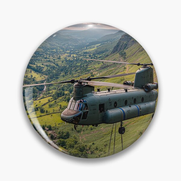 Item preview, Royal Air Force Chinook Flying Above the British Hills Over Tranquil Fields designed and sold by Skyframe Aviation.