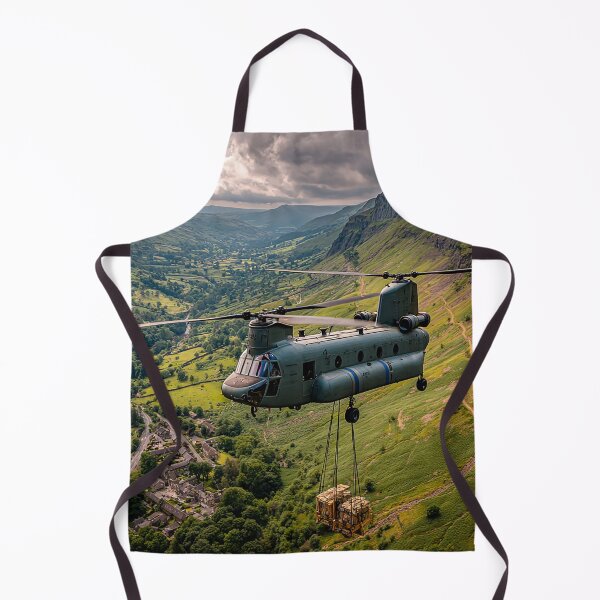 Item preview, Royal Air Force Chinook Flying Above the British Hills Over Tranquil Fields designed and sold by Skyframe Aviation.