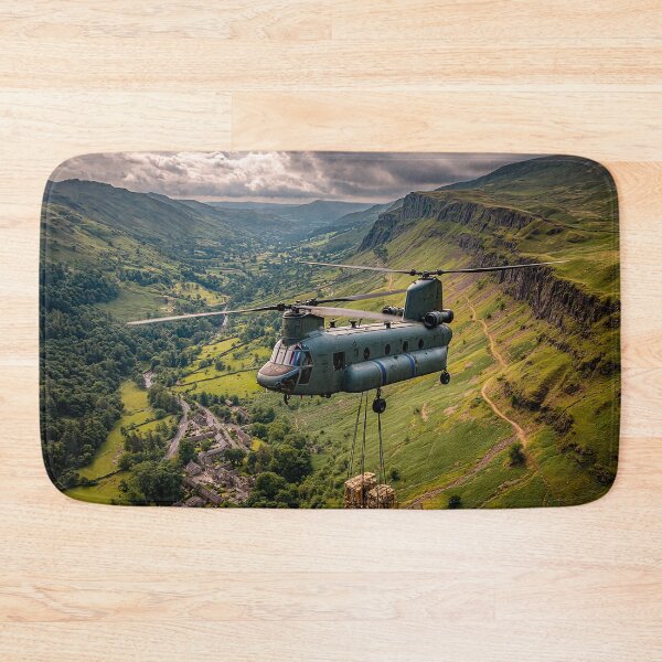 Item preview, Royal Air Force Chinook Flying Above the British Hills Over Tranquil Fields designed and sold by Skyframe Aviation.