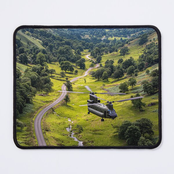 Item preview, Twin Rotor Chinook Flying Above the English Countryside Under Clear Skies designed and sold by Skyframe Aviation.