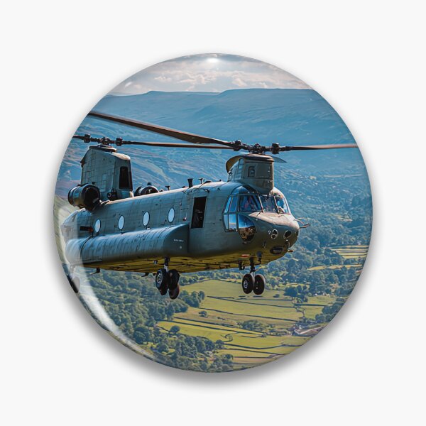 Item preview, Heavy Lift Chinook Soaring Across Farmland Below Above Rolling Hills designed and sold by Skyframe Aviation.