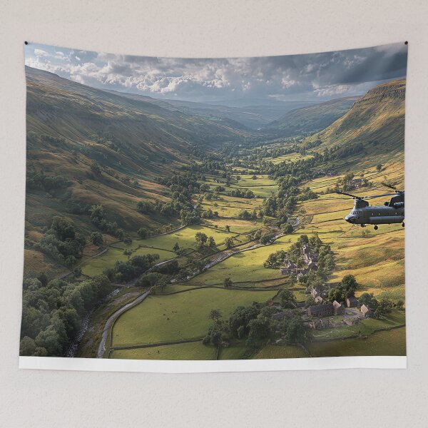Item preview, The Chinook Helicopter Over the Scenic Landscape Above Rolling Hills designed and sold by Skyframe Aviation.