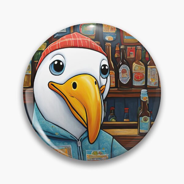 Item preview, Seagull wearing a hoodie having a beer in a bar designed and sold by Colin Bentham.