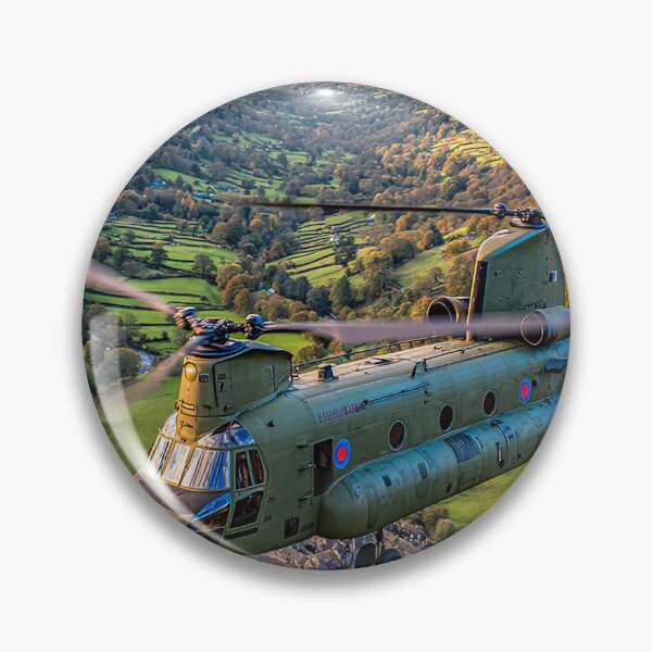Item preview, Military Chinook Flying Above the Scenic Landscape Under Clear Skies designed and sold by Skyframe Aviation.